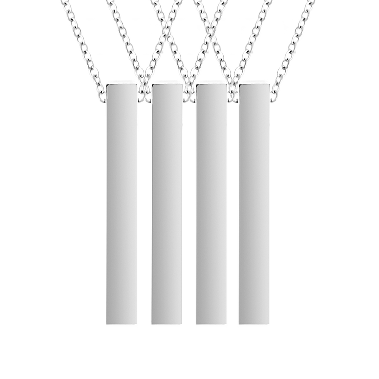 Four sided Silver Bar Necklace