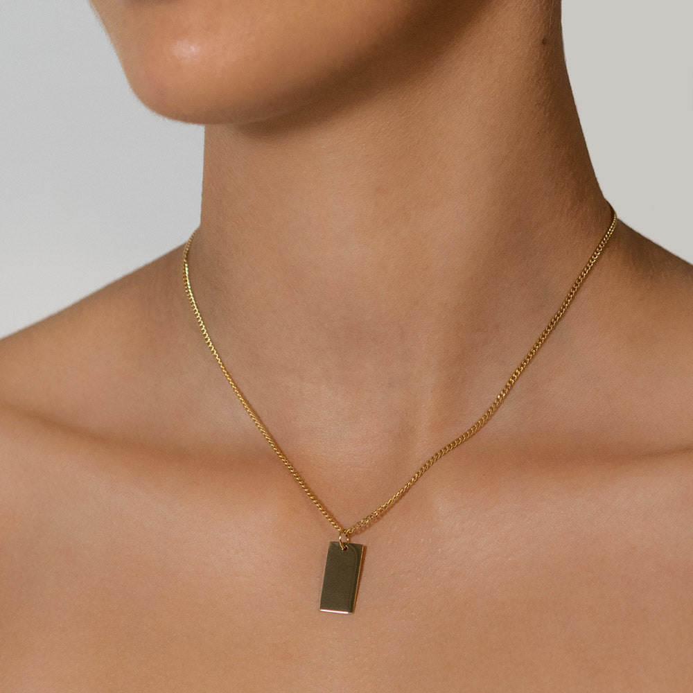 XL Tag Pendant on Curb 2mm chain