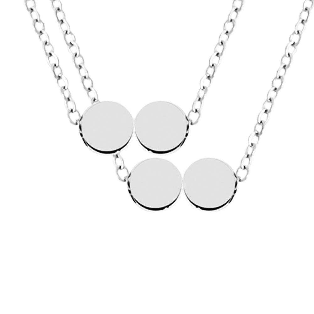 Front and Back View Multiple Initial Necklace Silver