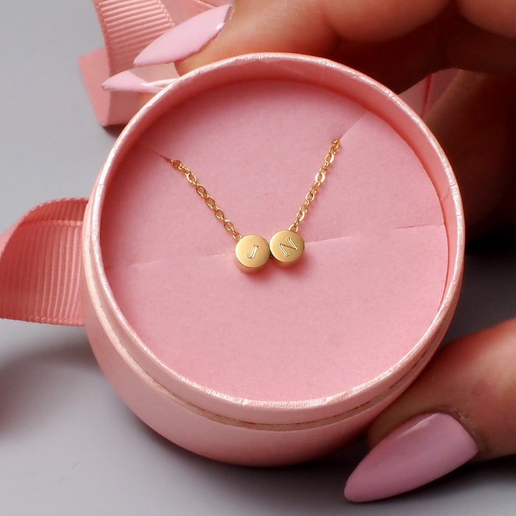 Two Initial Necklace in gold or silver